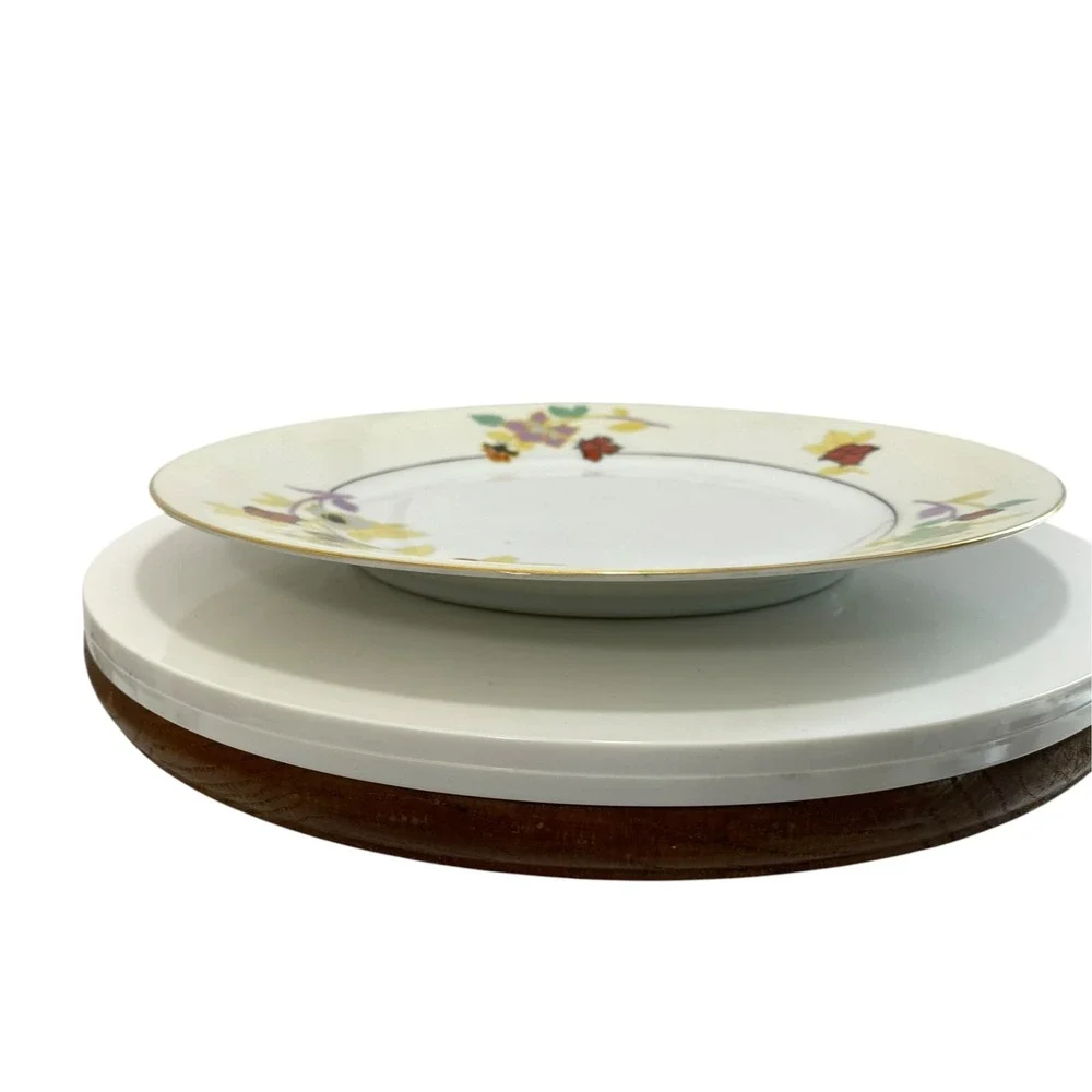Pirken Hammer Czechoslovakia Dinner Plate Set 5 Floral Gold Porcelain 10882
